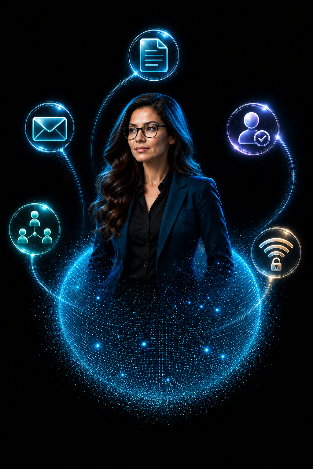 Vale looking toward the headline while emerging from a luminous evidence orb with five premium investigation signals